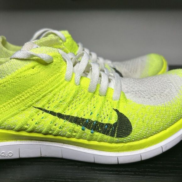Nike Free 4.0 Flyknit Women's Size 7 Running Shoes Volt White - Picture 5 of 15